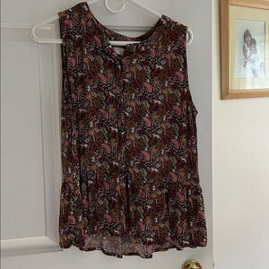 LOFT Black and Red Floral Blouse